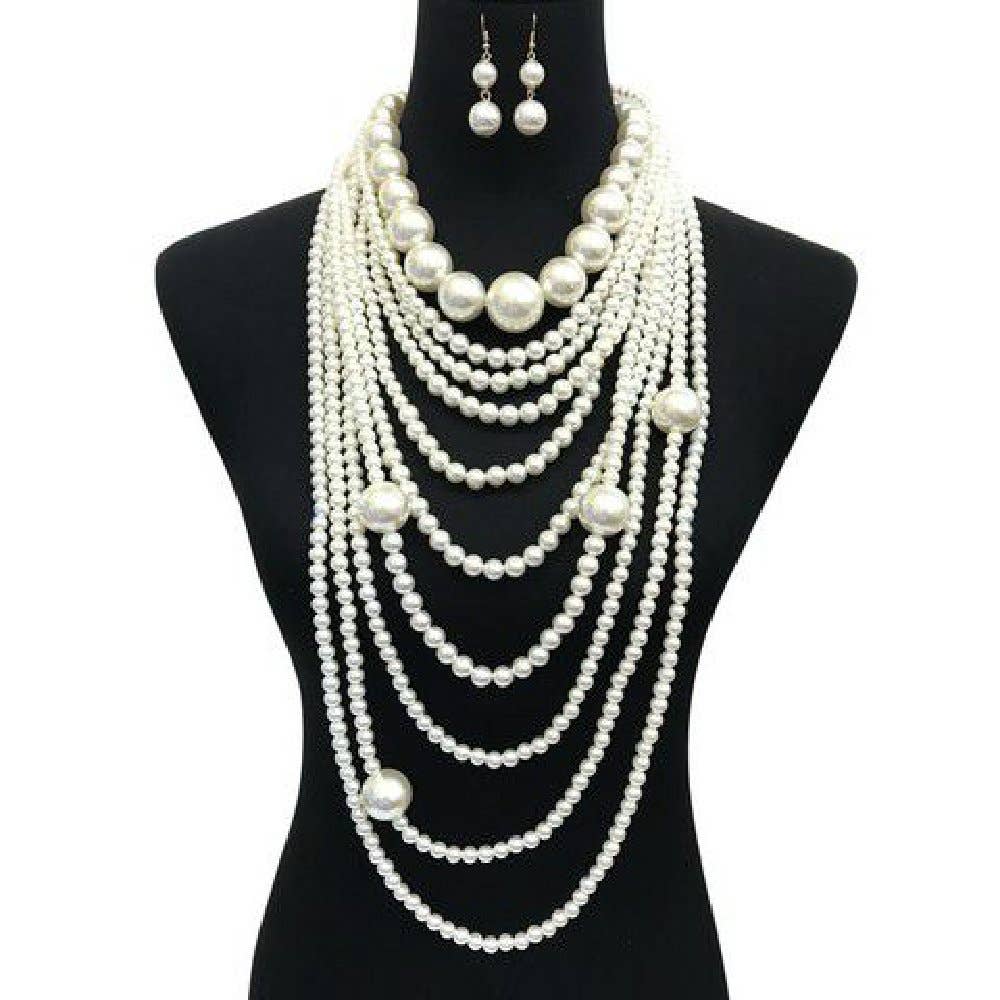 Layah Pearl Necklace & Earring Set