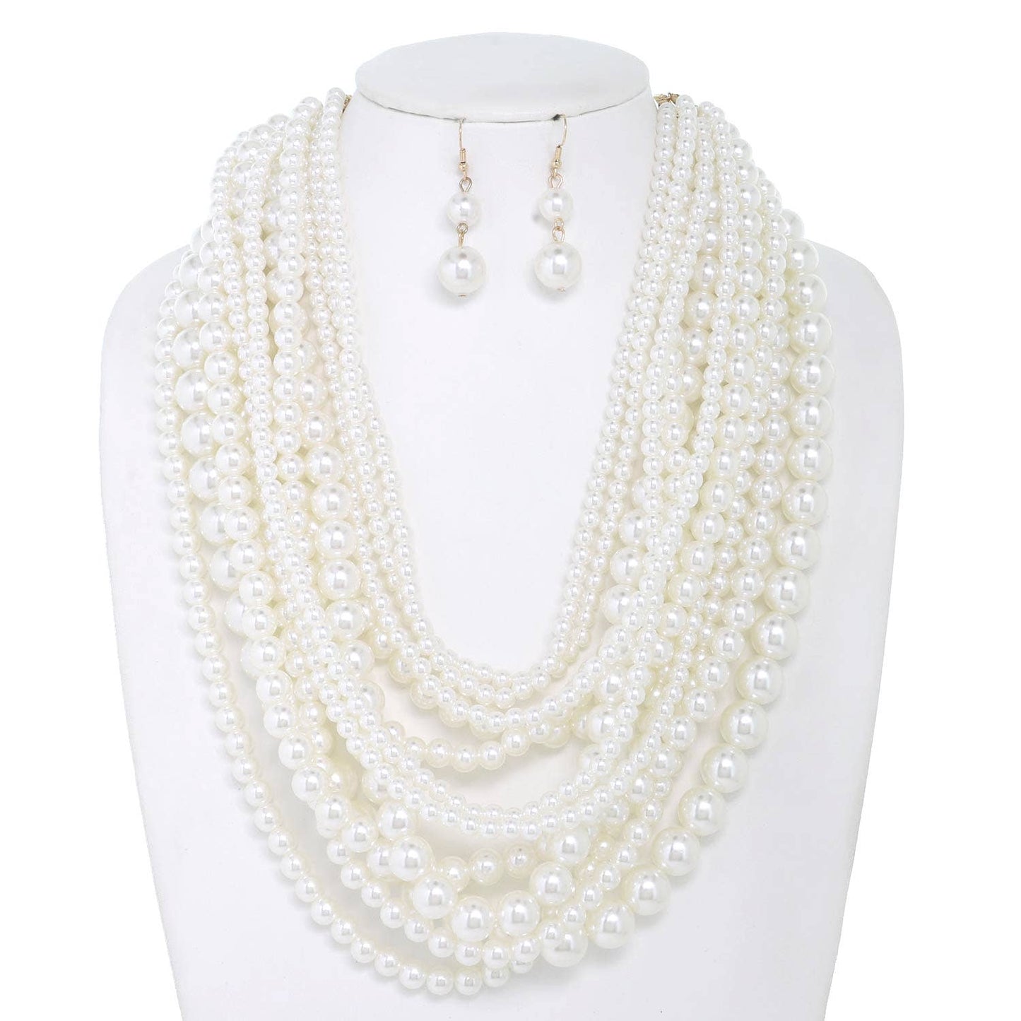 Tina Draped Pearl Necklace & Earrings Set