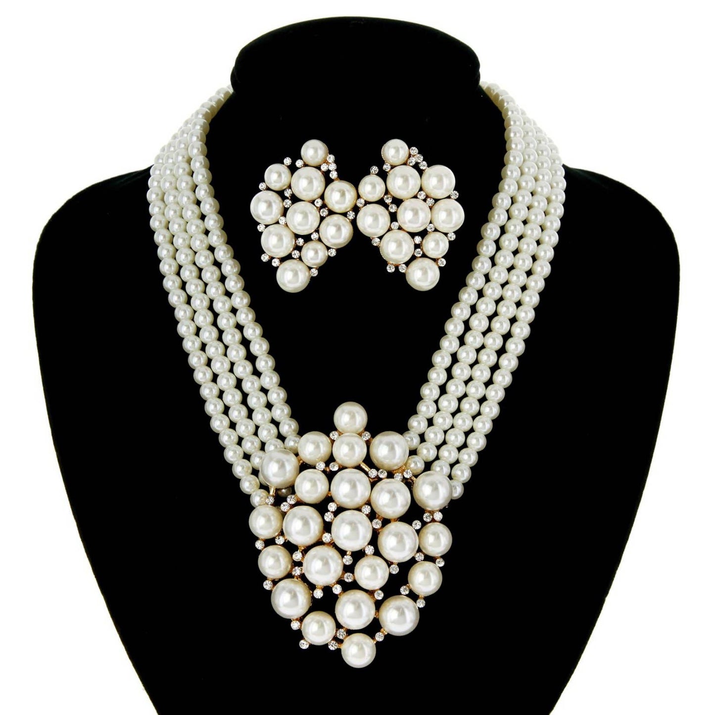 Tia Pearl Necklace & Earring Set w/ Pearl